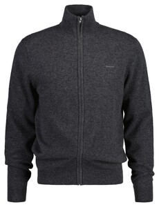 Gant Extrafine Lambswool Blend Zip Cardigan Anthracite Melange