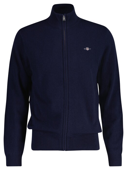 Gant Extrafine Lambswool Blend Zip Cardigan Marine