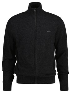 Gant Extrafine Lambswool Blend Zip Cardigan Vest Donker Grijs