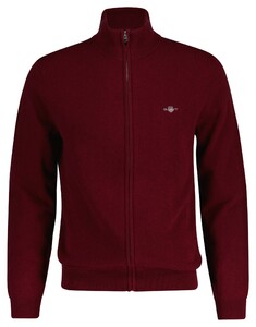 Gant Extrafine Lambswool Blend Zip Cardigan Vest Plumped Red