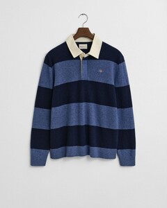 Gant Extrafine Lambswool Striped Polo Pullover Trui Marine