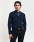 Gant Extrafine Merinowol V-Neck Tone-on-Tone Brand Embroidery Pullover Marine