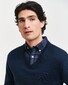 Gant Extrafine Merinowol V-Neck Tone-on-Tone Brand Embroidery Pullover Marine