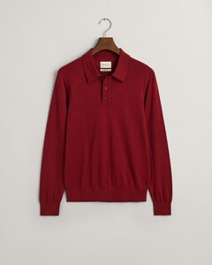 Gant Fine Cotton Silk Polo Pullover Plumped Red