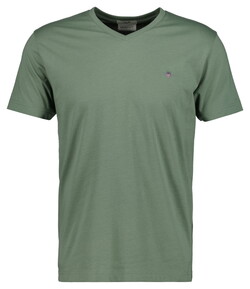 Gant Fine Shield Embroidery Uni V-Neck T-Shirt Dry Green