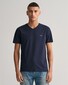 Gant Fine Shield Embroidery Uni V-Neck T-Shirt Evening Blue