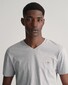 Gant Fine Shield Embroidery Uni V-Neck T-Shirt Grey Melange