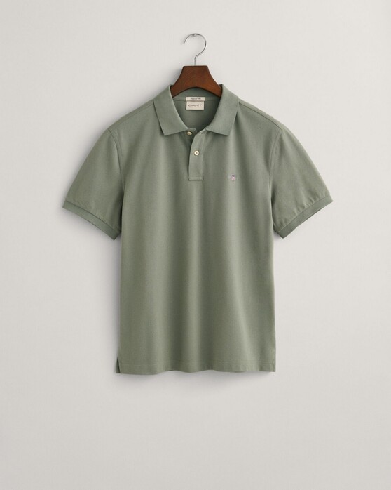 Gant Fine Shield Short Sleeve Piqué Uni Polo Dry Green