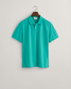 Gant Fine Shield Short Sleeve Piqué Uni Polo Lagoon Blue