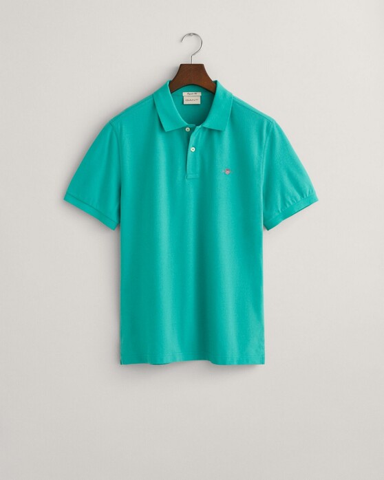 Gant Fine Shield Short Sleeve Piqué Uni Polo Lagoon Blue