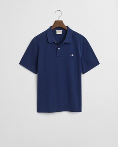 Gant Fine Shield Short Sleeve Piqué Uni Polo Persian Blue