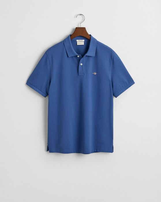 Gant Fine Shield Short Sleeve Piqué Uni Polo Vintage Blue