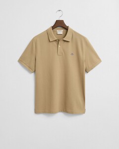 Gant Fine Shield Short Sleeve Piqué Uni Polo Woody Beige