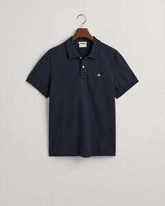 Gant Fine Shield Short Sleeve Piqué Uni Poloshirt Evening Blue