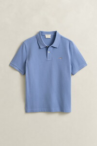 Gant Fine Shield Short Sleeve Piqué Uni Poloshirt Faded Denim