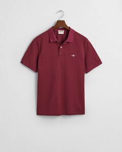 Gant Fine Shield Short Sleeve Piqué Uni Poloshirt Wine Red