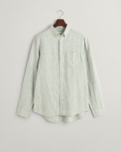 Gant Fine Striped Linen Button Down Shirt Kalamata Green