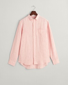 Gant Fine Striped Linen Button Down Shirt Peachy Pink