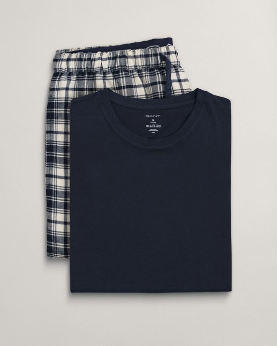 Gant Flannel Pants And T-Shirt Pajama Set Gift Box Nightwear Evening Blue