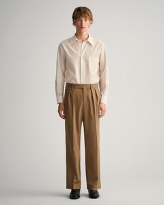 Gant Flannelen Suit Pants Wijde Pijp Broek Warm Khaki