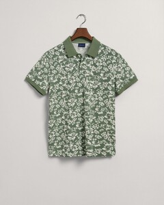 Gant Floral Pattern Short Sleeve Pique Poloshirt Kalamata Green