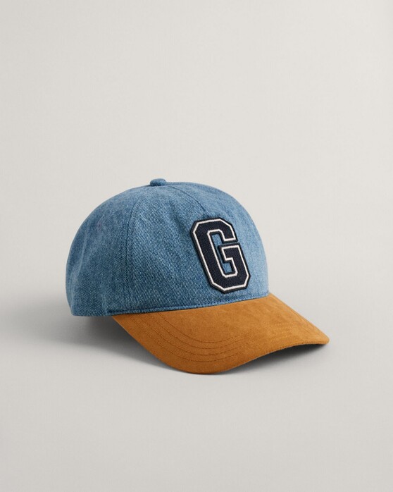 Gant G Badge Denim Cap Semi Light Blue Worn In