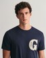 Gant G Badge Graphic Patern Round Neck T-Shirt Evening Blue