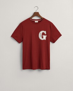 Gant G Badge Graphic Patern Round Neck T-Shirt Plumped Red