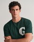 Gant G Badge Graphic Patern Round Neck T-Shirt Tartan Green
