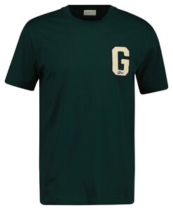 Gant G Badge Short Sleeve Crew Neck T-Shirt Tartan Green