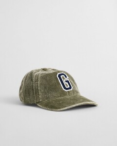 Gant G Badge Washed Corduroy Cap Dark Cactus