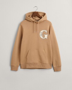 Gant G Graphic Hoodie Kangaroo Pocket Pullover Warm Khaki