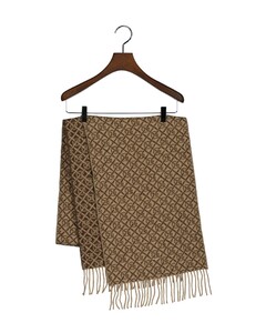 Gant G Pattern Woven Wool Sjaal Warm Khaki