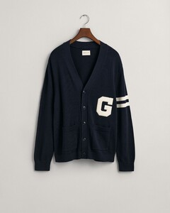 Gant G Terry Badge Varsity Cardigan Evening Blue