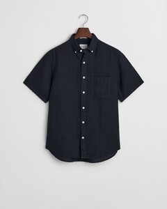 Gant Garment Dyed Linnen Short Sleeve Overhemd Avond Blauw