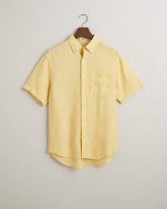 Gant Garment Dyed Linnen Short Sleeve Overhemd Dusty Yellow