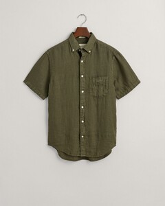 Gant Garment Dyed Linnen Short Sleeve Overhemd Juniper Green