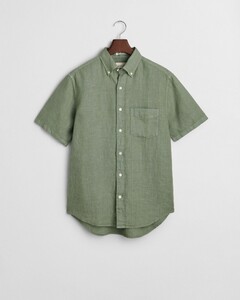Gant Garment Dyed Linnen Short Sleeve Overhemd Kalamata Green