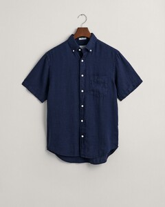 Gant Garment Dyed Linnen Short Sleeve Overhemd Marine