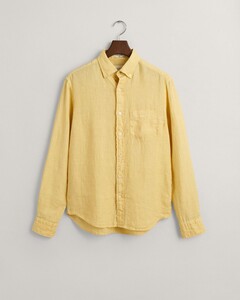 Gant Garment Dyed Solid Color Linnen Button Down Overhemd Dusty Yellow