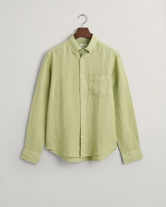 Gant Garment Dyed Solid Color Linnen Button Down Overhemd Milky Matcha