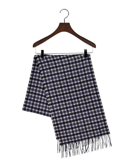 Gant Gingham Check Merino Scarf Sailor Navy