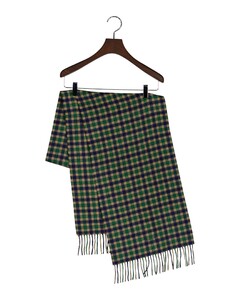 Gant Gingham Check Merino Scarf Tartan Green