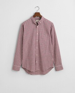 Gant Gingham Check Poplin Button Down Overhemd Wijnrood