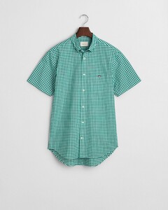 Gant Gingham Check Poplin Short Sleeve Button Down Overhemd Diep Groen