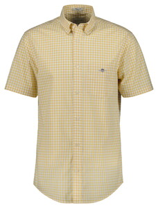 Gant Gingham Check Poplin Short Sleeve Button Down Overhemd Dusty Yellow