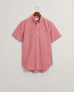 Gant Gingham Check Poplin Short Sleeve Button Down Overhemd Ruby Red