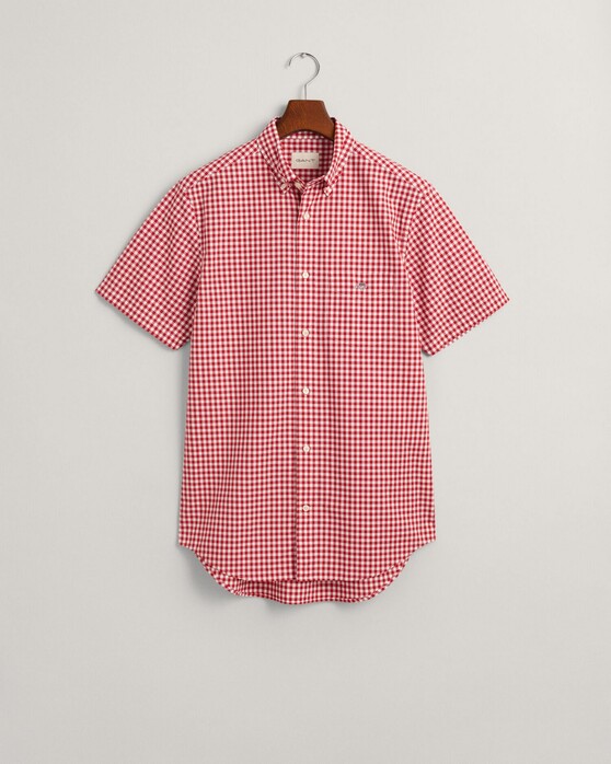 Gant Gingham Check Poplin Short Sleeve Button Down Overhemd Ruby Red