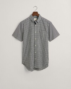 Gant Gingham Check Poplin Short Sleeve Button Down Overhemd Zwart