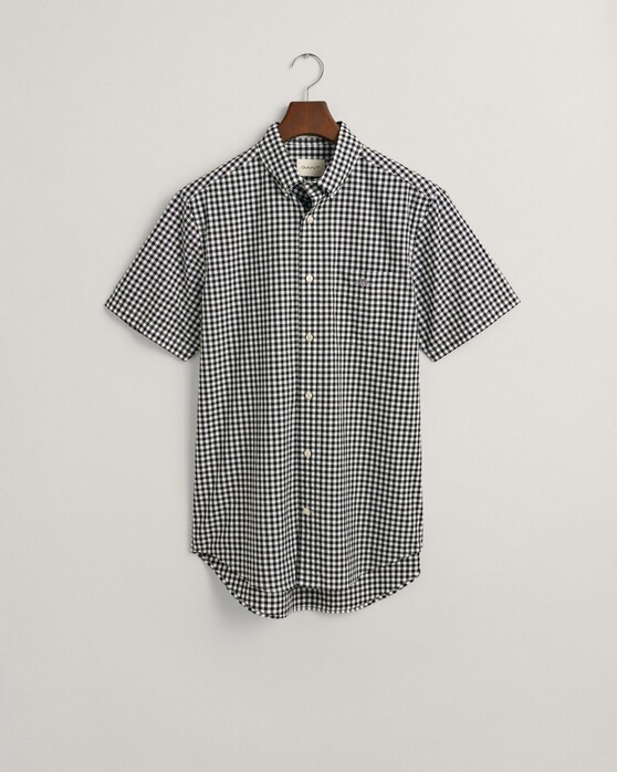 Gant Gingham Check Poplin Short Sleeve Button Down Shirt Black